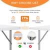 Lakhow Folding Table 4 Foot Heavy Duty Plastic Utility Table Portable Thick Table Top Indoor Outdoor Adjustable Height Folding Table,Sewing Table Camping Party Gathering White view 4