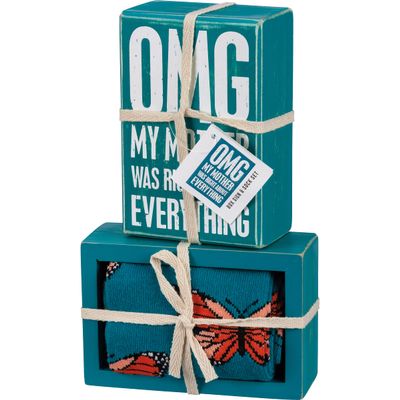 Primitives by Kathy Omg My Mom Was Right About Everything Home Dcor Sign And Sock Gift Set