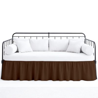 Ruffled Bed Skirt with Split Corners for Day beds Three Side Coverage, Easy fit, Made with Brushed Microfiber - 16" Drop Bedskirt Twin Size, Chocolate