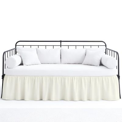 Ruffled Bed Skirt with Split Corners for Day beds Three Side Coverage, Easy fit, Made with Brushed Microfiber - 10" Drop Bedskirt Full Size, Ivory