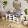 DINZI LVJ Shoe Storage Bench with Cushion, Cubby Shoe Rack with 12 Cubbies, Adjustable Shelves, Multifunctional Shoe Organizer Bench for Entryway, Mudroom, Hallway, Closet and Garage, White view 2