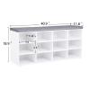 DINZI LVJ Shoe Storage Bench with Cushion, Cubby Shoe Rack with 12 Cubbies, Adjustable Shelves, Multifunctional Shoe Organizer Bench for Entryway, Mudroom, Hallway, Closet and Garage, White view 3