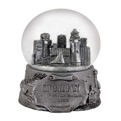Americaware Michigan in Silver 65mm Snow Globe