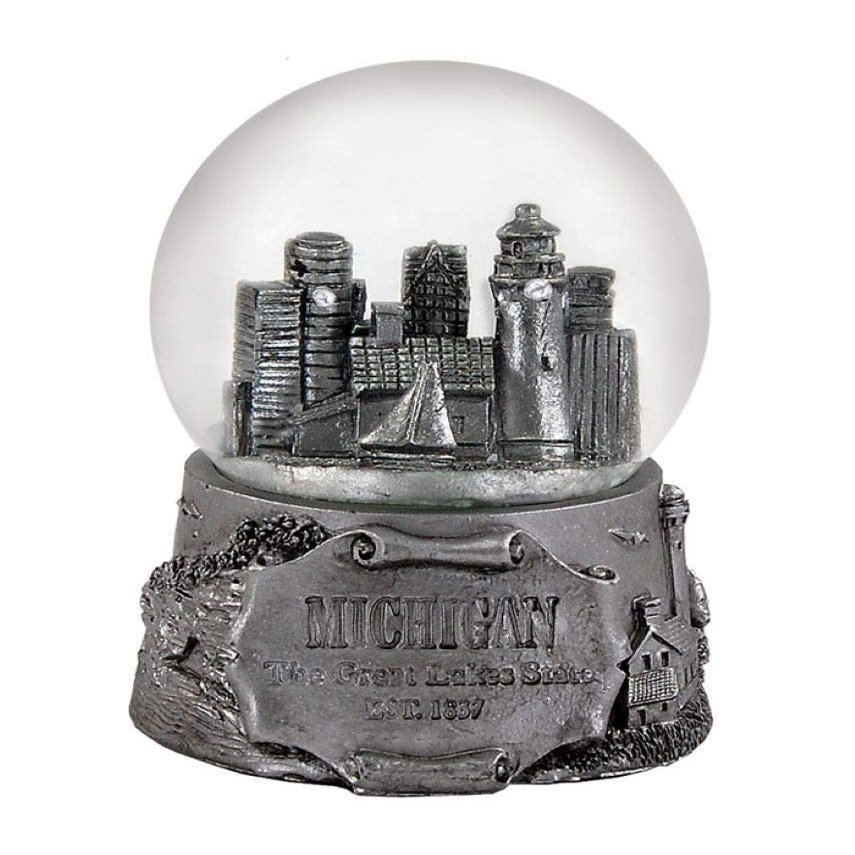 Americaware Michigan in Silver 65mm Snow Globe