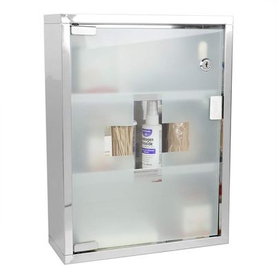 Home Basics Bathroom Medicine Cabinet (Silver) Wall Cabinet with Three Shelves | Wall-Mounted | Holds Pills, Beauty, and Makeup