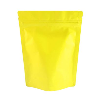 100 Double-Sided Color Stand-Up Food Storage Aluminum Mylar Resealable Pouch (7.9" x 11.4", Matte Yellow Standup Bag)
