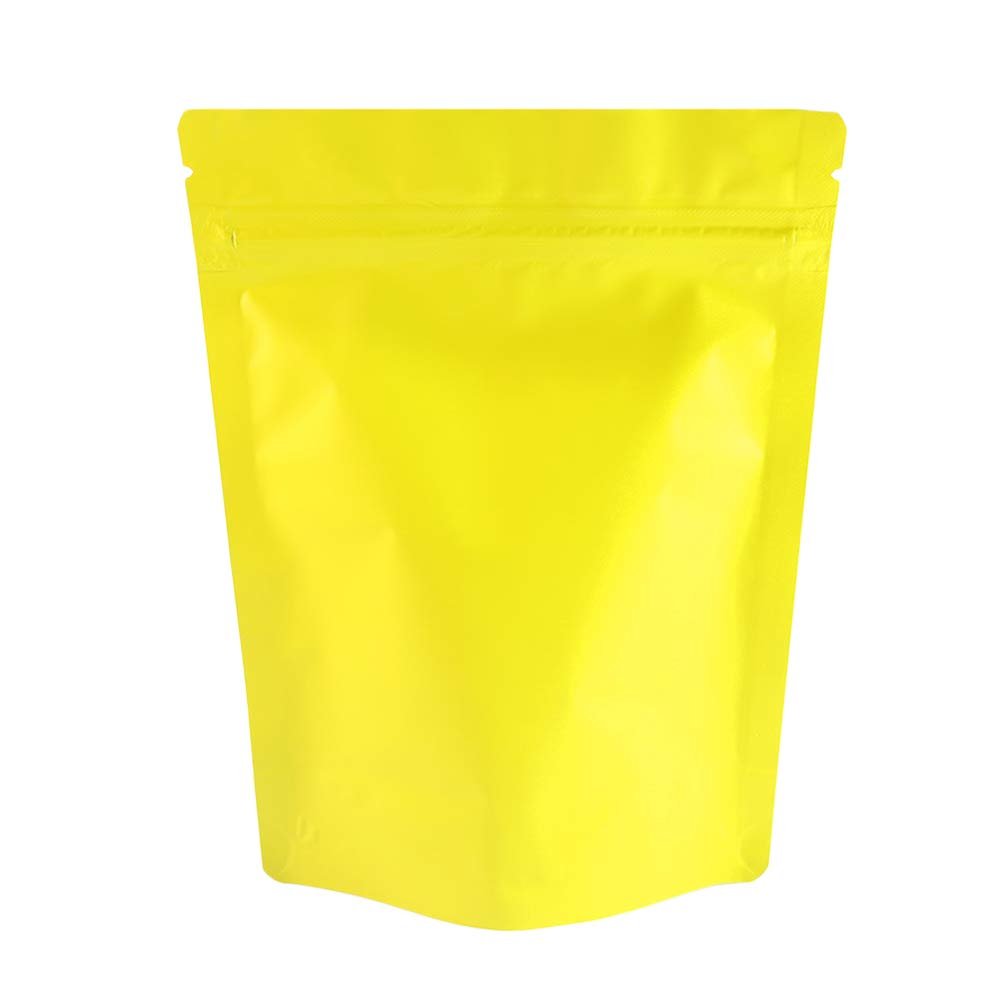 100 Double-Sided Color Stand-Up Food Storage Aluminum Mylar Resealable Pouch (6.3" x 9.1", Matte Yellow Standup Bag)
