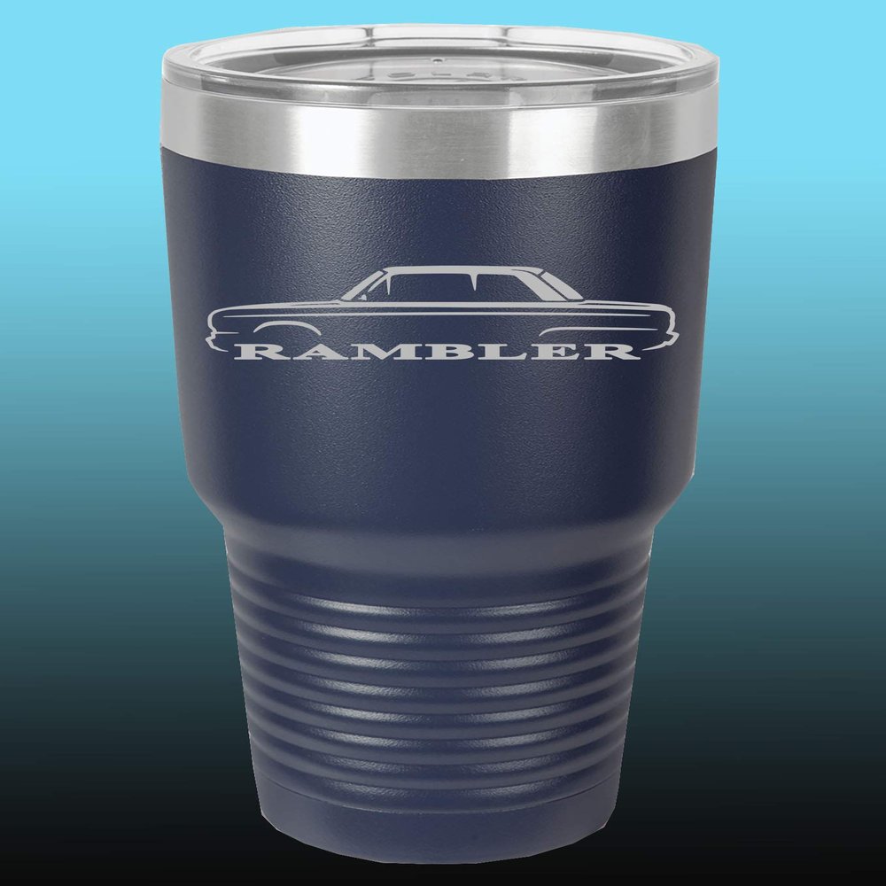 1965-69 AMC Rambler 30oz Stainless Steel Tumbler w/Clear Lid navy