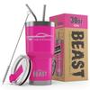 1965 1966 Ford Mustang Fastback Beast 30 oz Stainless Steel Insulated Tumbler w/Lid, 2 Straws, Brush and Gift Box hotpink view 1