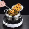 AIZYR 304 Stainless Steel Tempura Deep Fryer Pot - Japanese Covered Deep Fryer with Thermometer and Oil Drip Rack Lid for Kitchen Cooking,24cm view 2