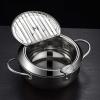 AIZYR 304 Stainless Steel Tempura Deep Fryer Pot - Japanese Covered Deep Fryer with Thermometer and Oil Drip Rack Lid for Kitchen Cooking,24cm view 4