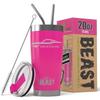 1965 1966 Ford Mustang Fastback Beast 20 oz Stainless Steel Insulated Tumbler w/Lid, 2 Straws, Brush and Gift Box hotpink view 1