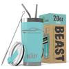 1965 1966 Ford Mustang Fastback Beast 20 oz Stainless Steel Insulated Tumbler w/Lid, 2 Straws, Brush and Gift Box aqua view 1