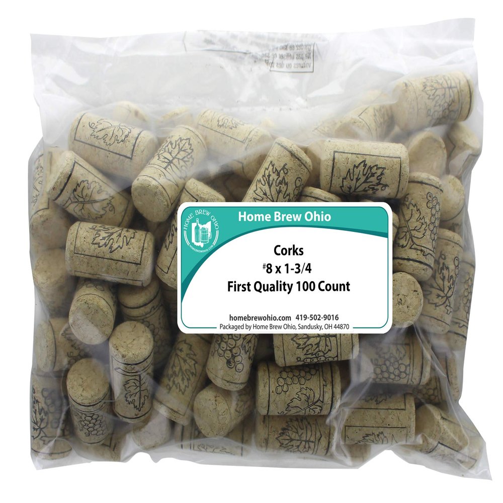 Home Brew Ohio 8 X 1 3/4 First Quality Wine Corks 100 count