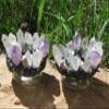 Pair of Crystal Candle Holders with Amethyst, Red Tourmaline, Quartz, Rainbow Black Tourmaline view 2