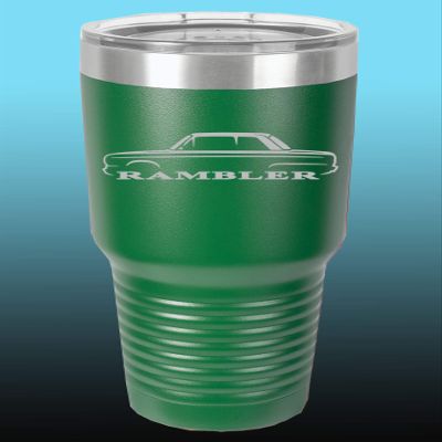 1965-69 AMC Rambler 30oz Stainless Steel Tumbler w/Clear Lid green