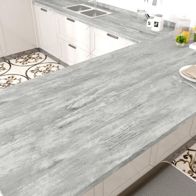 WESTICK Gray Wood Wallpaper Peel and Stick Wood Contact Paper for Countertops Grey Wooden Wallpaper Self Adhesive Wooden Grain Contact Paper for Cabinets Waterproof Vinyl Wrap 15.8" x 394"