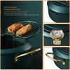 AIZYR Japanese Tempura Deep Fryer Pot - Non-Stick Oil Frying Panwith Thermometer and Oil Drip Rack Lid for Chicken French Fries Fish and Shrimp,C,Pot + Oil Pot view 2