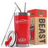 1965 1966 Ford Mustang Fastback Beast 20 oz Stainless Steel Insulated Tumbler w/Lid, 2 Straws, Brush and Gift Box red view 1