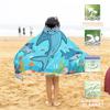 Bonsai Tree Shark Hooded Beach Towel for Kids, Cool Ocean Fishes Bath Towel with Hood for Boys, Funny Sea Animals Microfiber Super Absorbent Soft Poncho Bathrobe for Swin Pool 30x50 view 3
