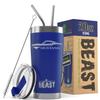 1965 1966 Ford Mustang Fastback Beast 20 oz Stainless Steel Insulated Tumbler w/Lid, 2 Straws, Brush and Gift Box royal view 1