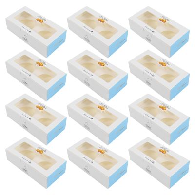 ABOOFAN 25pcs Boxes Window Egg Tart Box Bakery Packaging Bakery Storage Container Egg Tart Containers Dessert Cupcake