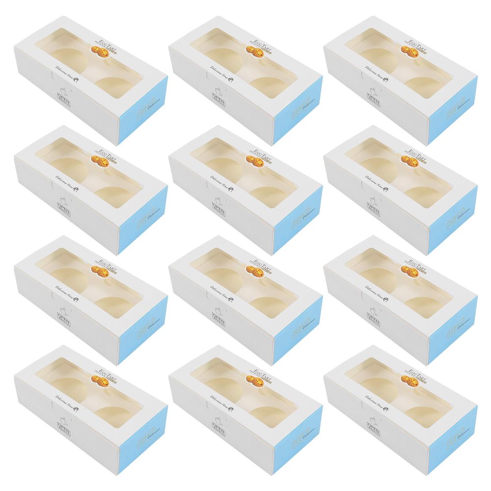 ABOOFAN 25pcs Boxes Window Egg Tart Box Bakery Packaging Bakery Storage Container Egg Tart Containers Dessert Cupcake