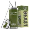 1966 1967 Charger Beast 20 oz Stainless Steel Insulated Tumbler w/Lid, 2 Straws, Brush and Gift Box army view 1