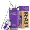 1966 1967 Charger Beast 20 oz Stainless Steel Insulated Tumbler w/Lid, 2 Straws, Brush and Gift Box purple view 1
