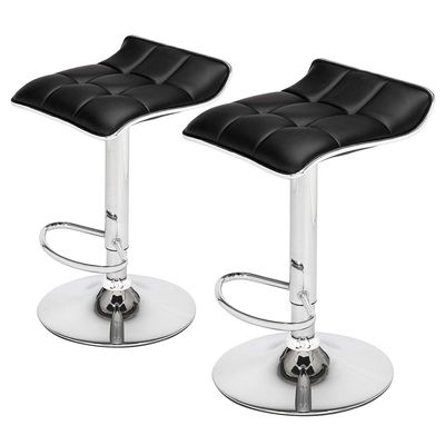 onEveryBaby Bar Stools Set of 2,Swivel Adjustable Counter Height Bar Foot Stool,Modern Bar Chairs for Dining Kitchen Room (Black, PU Fabric)