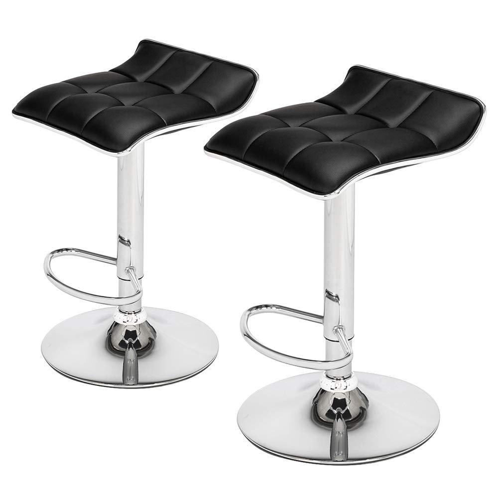 onEveryBaby Bar Stools Set of 2,Swivel Adjustable Counter Height Bar Foot Stool,Modern Bar Chairs for Dining Kitchen Room (Black, PU Fabric)
