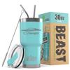 1966 1967 Charger Beast 30 oz Stainless Steel Insulated Tumbler w/Lid, 2 Straws, Brush and Gift Box aqua view 1