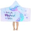 Bonsai Tree Mermaid Kids Hooded Beach Towel, Mermaid Tail Microfiber Hooded Poncho Towel for Girls 30x50, Mermaid Scales Pink Soft Absorbent Bath Towels Bathrobe with Hood for Swin Pool view 1
