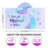 Bonsai Tree Mermaid Kids Hooded Beach Towel, Mermaid Tail Microfiber Hooded Poncho Towel for Girls 30x50, Mermaid Scales Pink Soft Absorbent Bath Towels Bathrobe with Hood for Swin Pool view 2