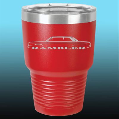 1965-69 AMC Rambler 30oz Stainless Steel Tumbler w/Clear Lid red