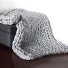 Knitted Blanket Throw Chunky Grey, Chunky Knit Throw Blankets for Bed by Soft Knitting Stylish & Cosy Throw for Bed Sofa Home Decor Super Large Mat Rug- 32x40inch view 1