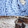 Knitted Blanket Throw Chunky Grey, Chunky Knit Throw Blankets for Bed by Soft Knitting Stylish & Cosy Throw for Bed Sofa Home Decor Super Large Mat Rug- 32x40inch view 4