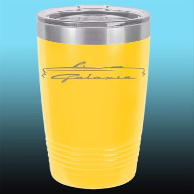 1965 1966 Ford Galaxie Convertible 20oz Stainless Steel Tumbler w/Clear Lid yellow