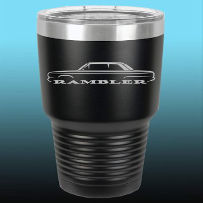 1965-69 AMC Rambler 30oz Stainless Steel Tumbler w/Clear Lid black