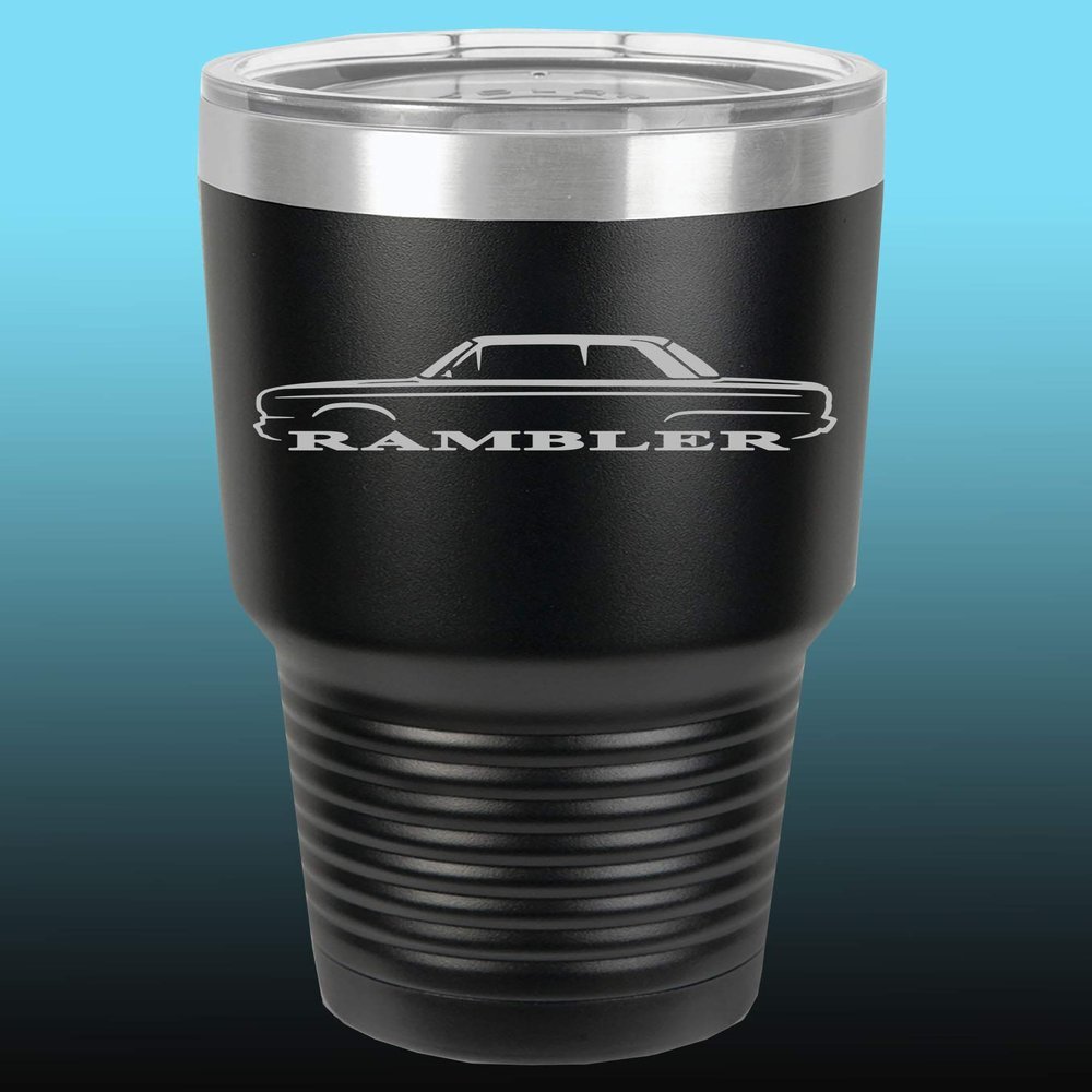 1965-69 AMC Rambler 30oz Stainless Steel Tumbler w/Clear Lid black