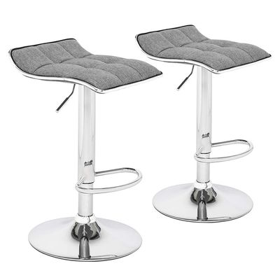 onEveryBaby Modern Bar Stools Set of 2, Swivel Adjustable Counter Height Bar Foot Stool,Bar Chairs for Dining Kitchen Room (Grey, Cotton & Linen Fabric)