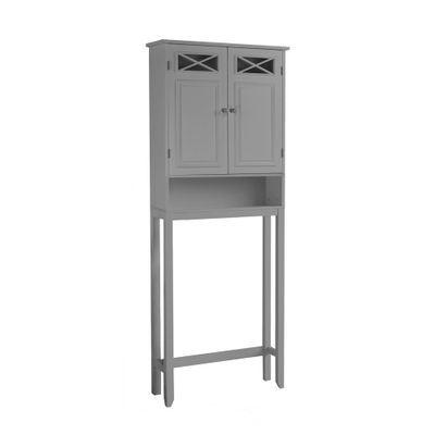 Teamson Home Dawson Contemporary Wooden Over-The-Toilet Space Saver Storage Cabinet Etagere with Two Doors for Bathrooms, Gray