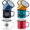 TeamFar Coffee Mug, 16 OZ Multi Colors Enamel Tea Mug Set of 6, Camp Drinking Cups with Patterns for Milk Tea, Non-Toxic & Portable, Lightweight & Sturdy, Wide Handle & Smooth Rim, Easy Clean view 1
