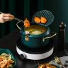 AIZYR Japanese Tempura Deep Fryer Pot - Non-Stick Oil Frying Panwith Thermometer and Oil Drip Rack Lid for Chicken French Fries Fish and Shrimp,A,Pot + Oil Pot view 4