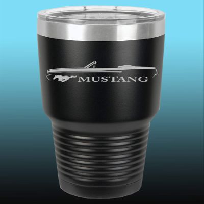 1965 1966 Ford Mustang Convertible 30oz Stainless Steel Tumbler w/Clear Lid black