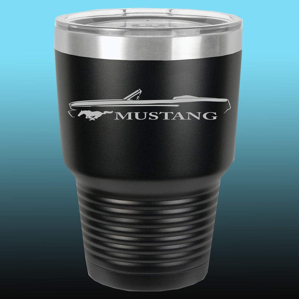 1965 1966 Ford Mustang Convertible 30oz Stainless Steel Tumbler w/Clear Lid black