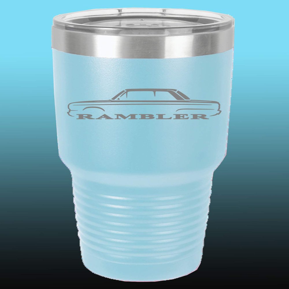 1965-69 AMC Rambler 30oz Stainless Steel Tumbler w/Clear Lid ltblue