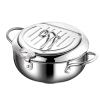 AIZYR Nonstick Deep Fryer Pan, Japanese-Style Tempura Deep Fryer with Thermometer, Dust-Proof Lid and Oil Drip Rack for Kitchen Cooking,24cm view 1