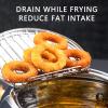 AIZYR Nonstick Deep Fryer Pan, Japanese-Style Tempura Deep Fryer with Thermometer, Dust-Proof Lid and Oil Drip Rack for Kitchen Cooking,24cm view 3