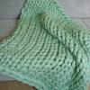 BWBG Chunky Knit Blanket Throw Light Green, Knitted Throw Blankets for Sofa Stylish & Cosy 6cm Wide Knitted Roving Warm Knitting Throw for Bedroom Decor Chair Pet Mat-71x80in view 1
